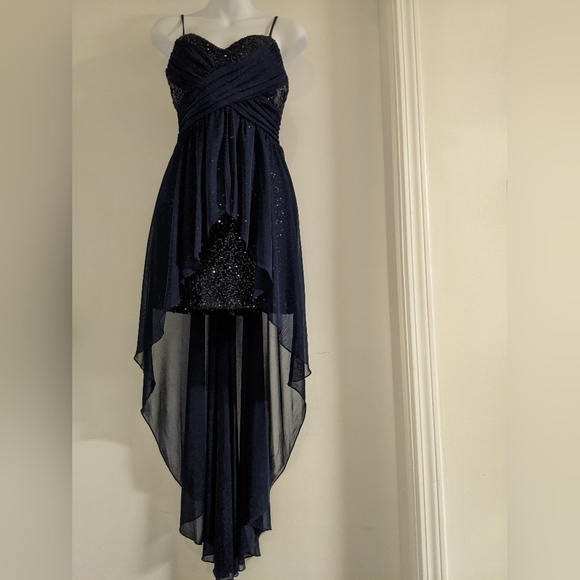 Fairy Sequin Prom Dress Sheer High Low - Picture 3 of 9